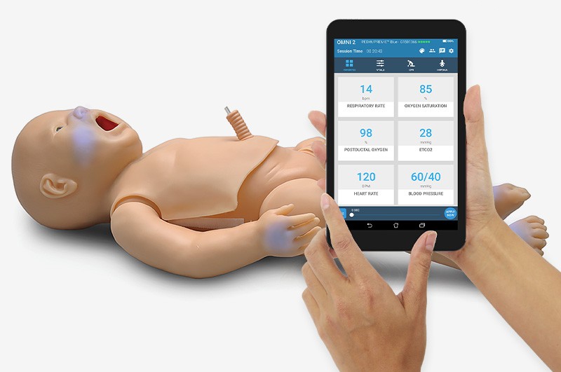 (S320.100.250) PEDI Blue - Newborn CPR Patient Simulator with SmartSkin and OMNI 2